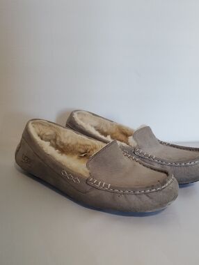 UGG Men’s Light Gray Suede Shearling Moccasins